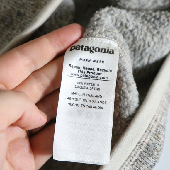 Patagonia Womens Better Sweater 1/4 Quarter Zip XL Pelican Beige Pullover Fleece - Picture 5 of 6